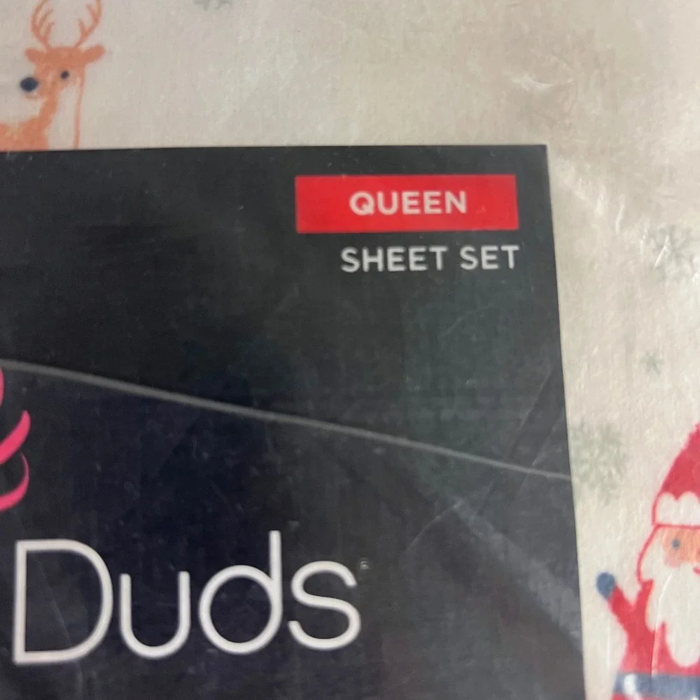 Cuddl Duds Heavyweight Flannel Queen Sheet Set BrushedCotton Santa Reindeer NIP
